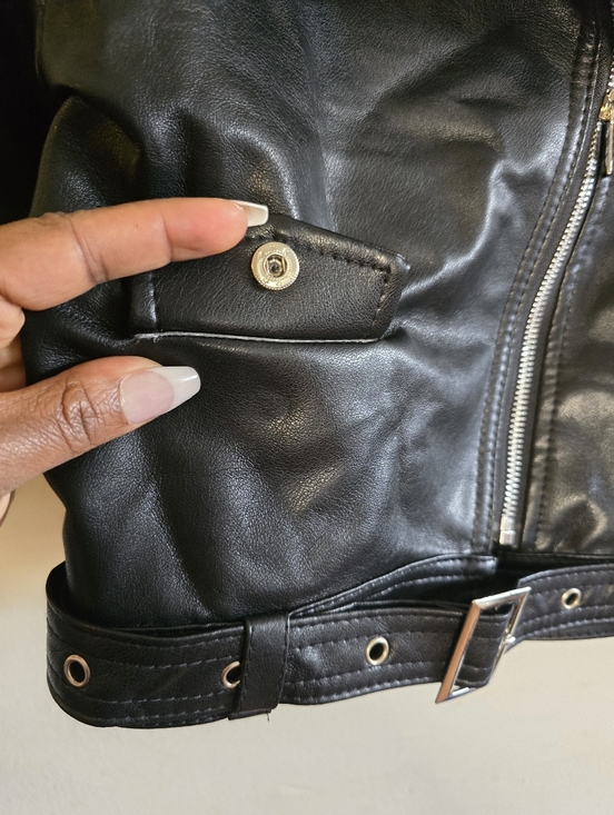 Kids Faux Leather Moto Jacket Black Biker Unisex Size 110 Edgy Style NWT - Picture 4 of 14